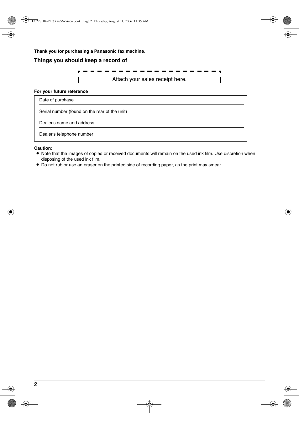 Panasonic KX-FC228HK User Manual | Page 2 / 80