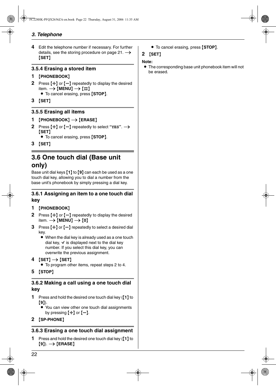 6 one touch dial (base unit only), One touch dial (base unit only), 6 one touch dial (base unit only) | Panasonic KX-FC228HK User Manual | Page 22 / 80