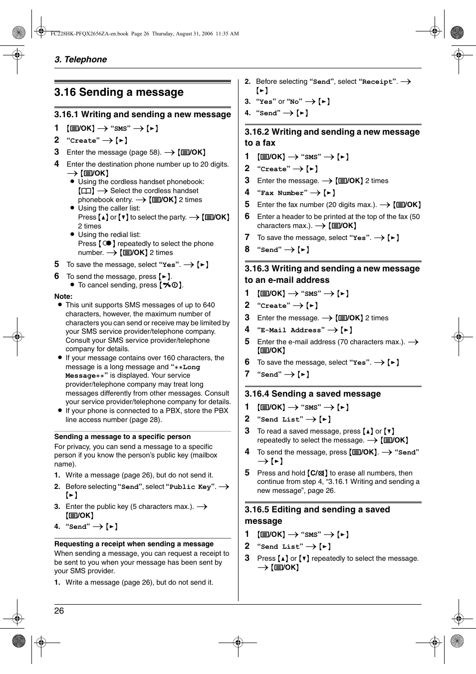16 sending a message, Sending a message, 16 sending a message | Panasonic KX-FC228HK User Manual | Page 26 / 80