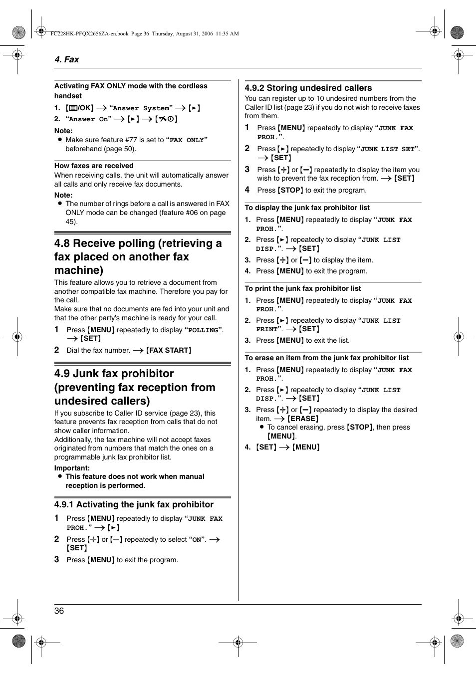 Panasonic KX-FC228HK User Manual | Page 36 / 80