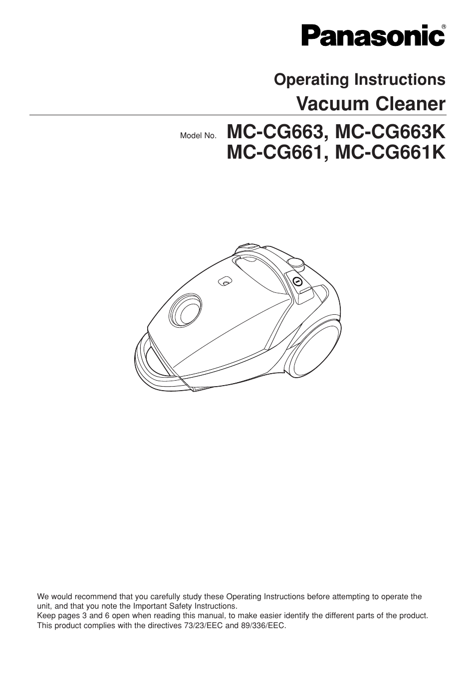 Vacuum cleaner, Operating instructions | Panasonic MC-CG663 User Manual | Page 3 / 8
