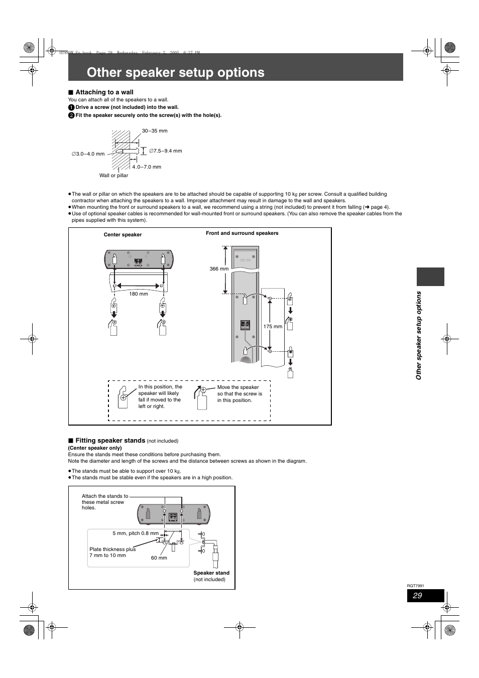 Other speaker setup options | Panasonic SC-HT880W User Manual | Page 29 / 36