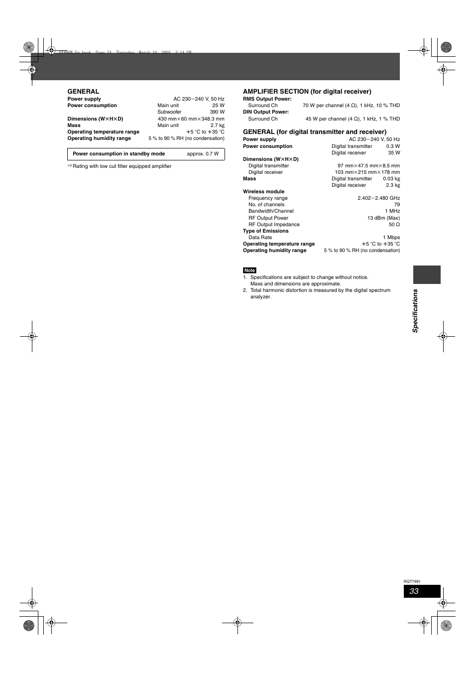 Panasonic SC-HT880W User Manual | Page 33 / 36