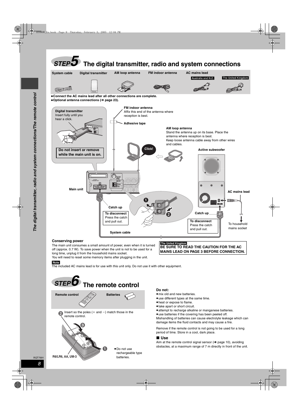 Step, The remote control | Panasonic SC-HT880W User Manual | Page 8 / 36