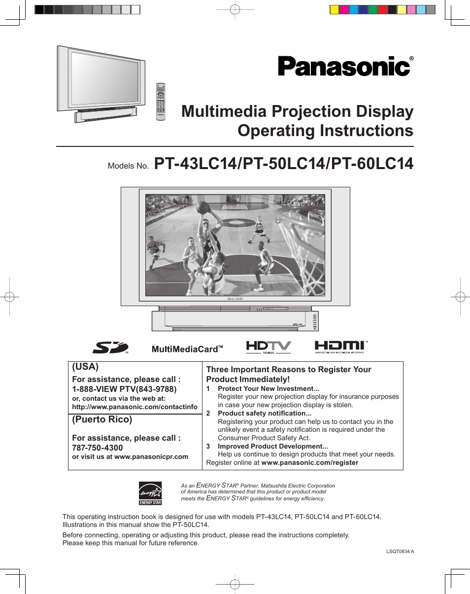 Panasonic PT-43LC14 User Manual | 88 pages