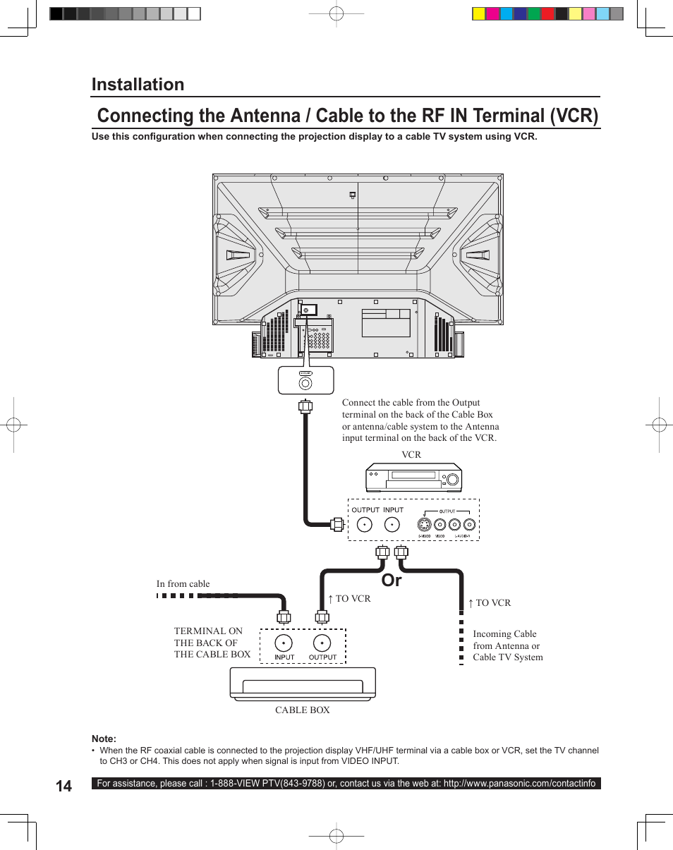 Or installation | Panasonic PT-43LC14 User Manual | Page 14 / 88