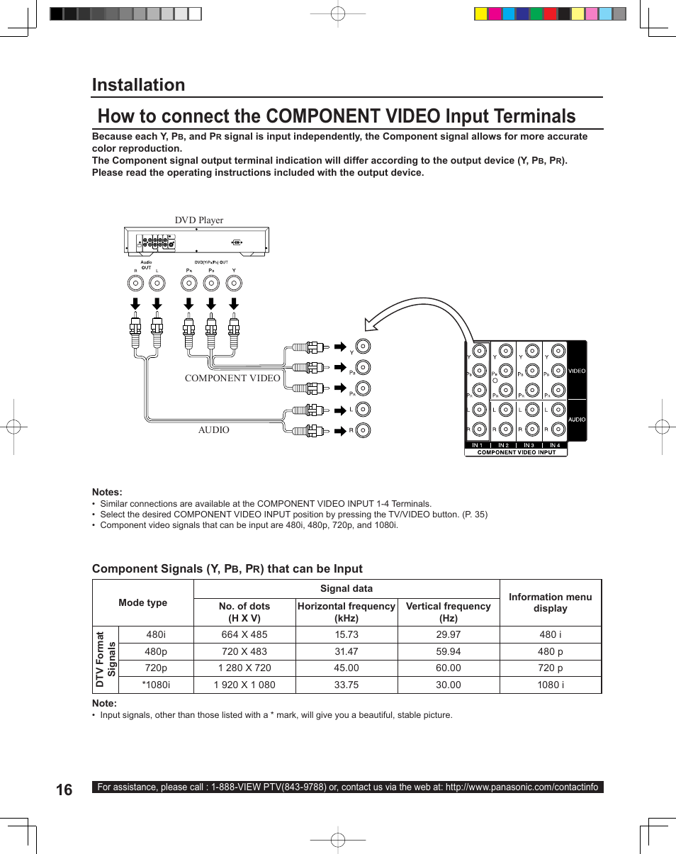 Installation | Panasonic PT-43LC14 User Manual | Page 16 / 88