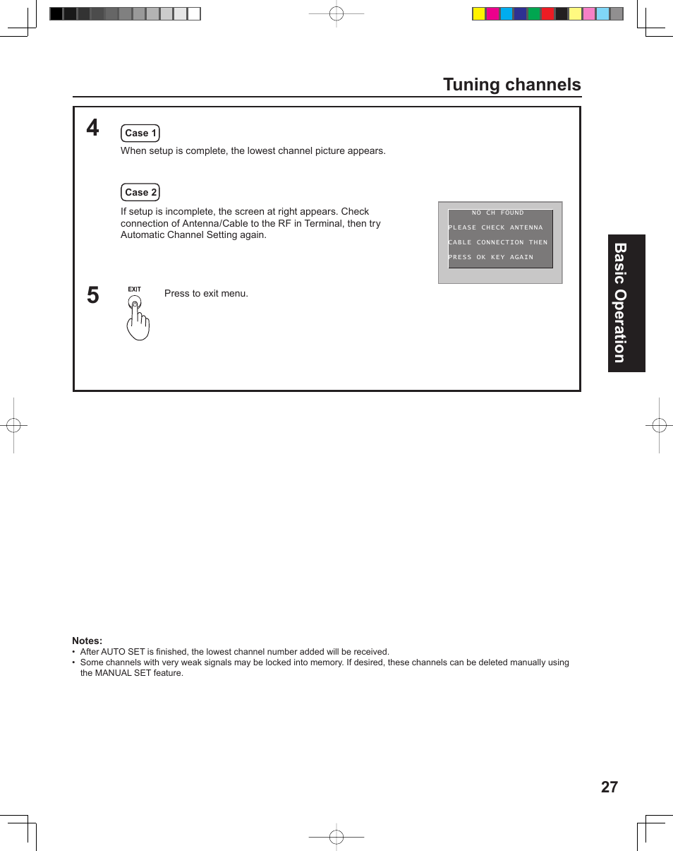 Tuning channels, 27 basic operation | Panasonic PT-43LC14 User Manual | Page 27 / 88