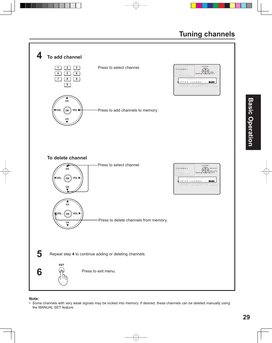 Tuning channels, 29 basic operation | Panasonic PT-43LC14 User Manual | Page 29 / 88