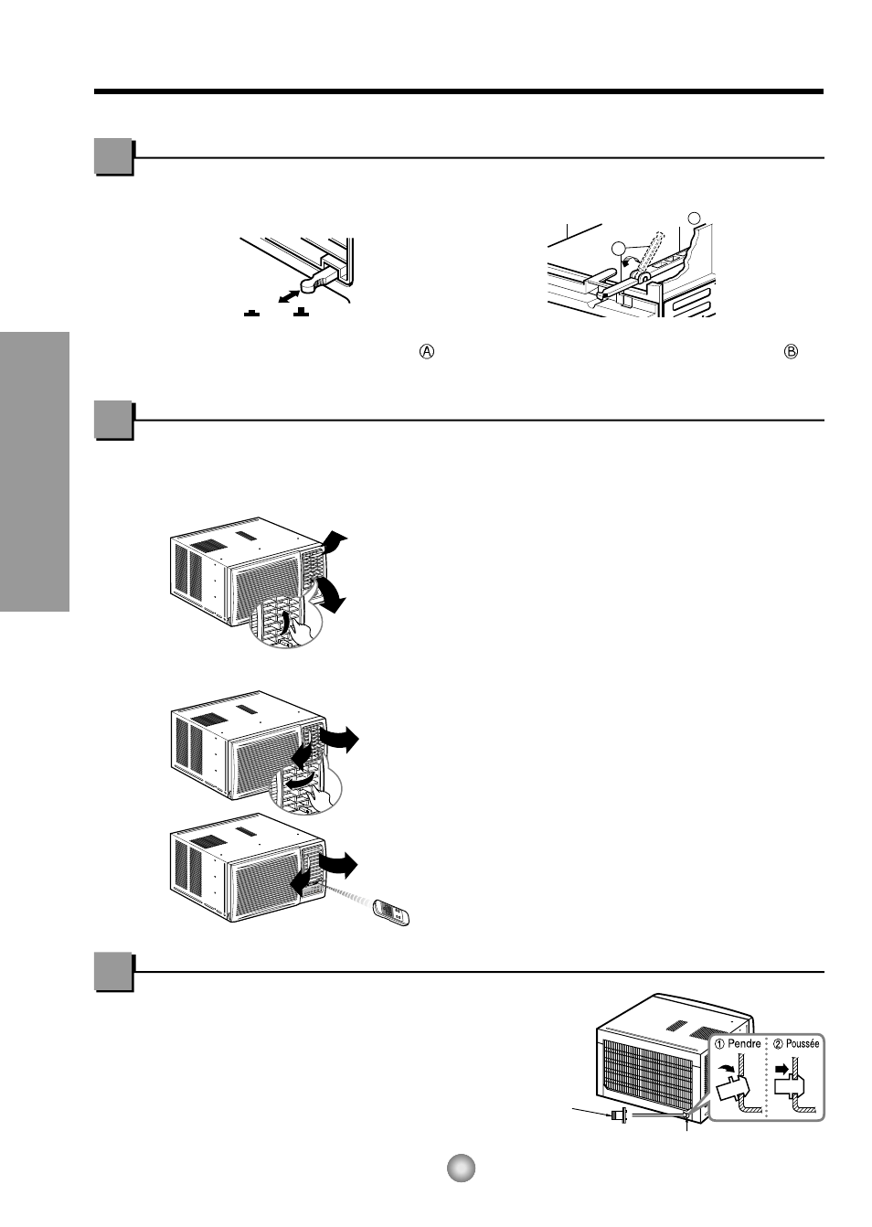 La ventilation, Ajuster la direction d'air, Comment utiliser le tuyau d'evacuation | Comment utiliser le tuyau d’évacuation, Instructions de fonctionnement | Panasonic CW-C83GU User Manual | Page 24 / 56