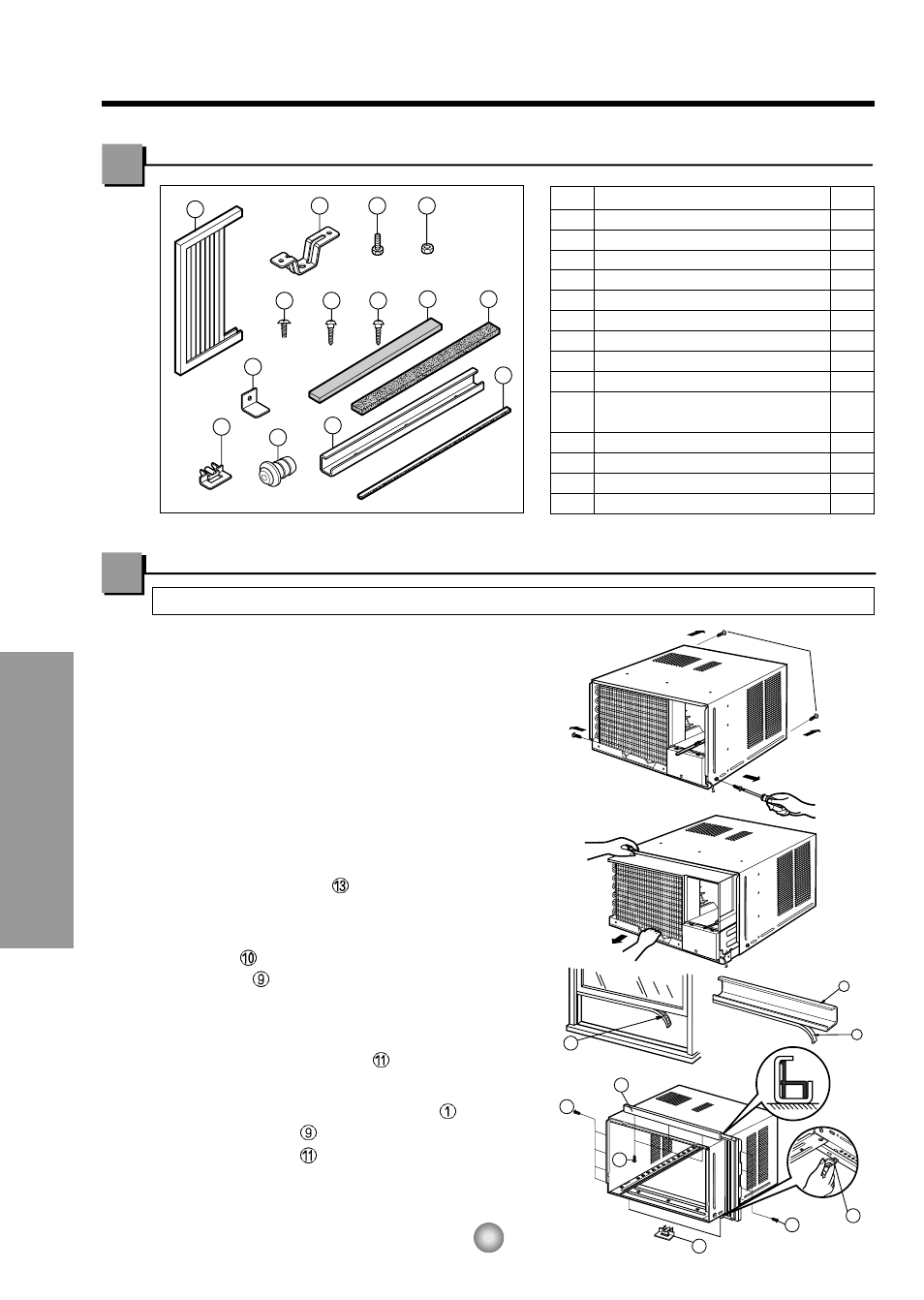 Contenu de l'ensemble d'installation, Outils requis pour l'installation, Instructions d'installation | Préparatifs du châssis | Panasonic CW-C83GU User Manual | Page 28 / 56