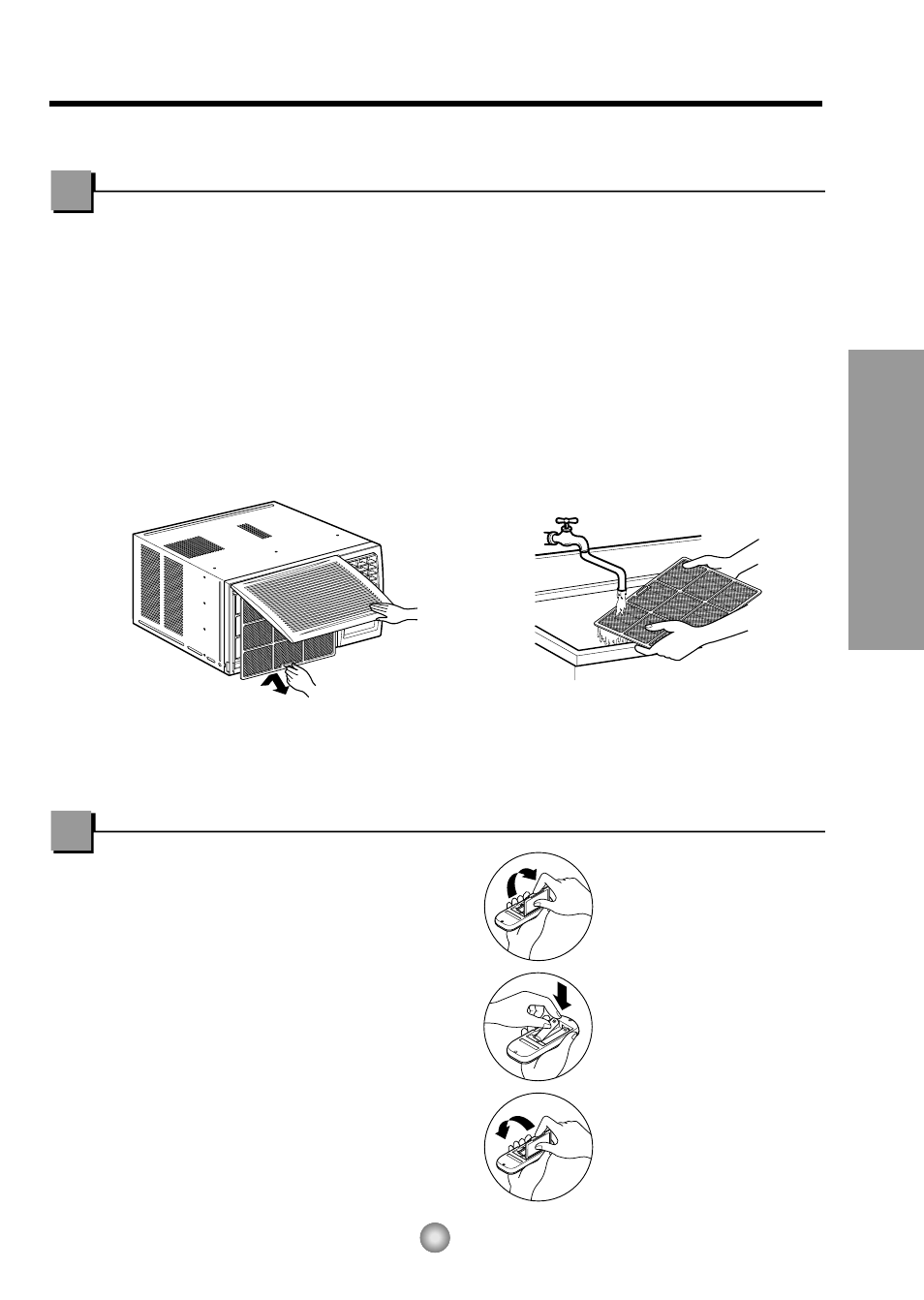 Cuidado y mantenimiento, Limpieza de filtro de aire, Cómo poner las baterías | Instrucciones de funcionamiento | Panasonic CW-C83GU User Manual | Page 41 / 56