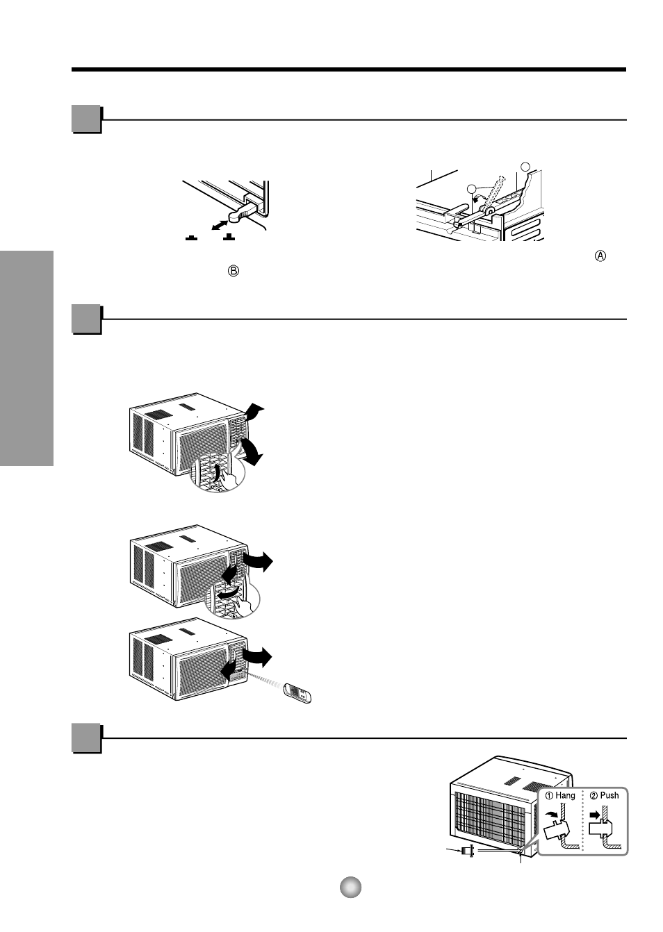 Ventilation, Air direction, How to secure drain pipe | How to secure the drain pipe, About the controls on the air conditioner | Panasonic CW-C83GU User Manual | Page 8 / 56