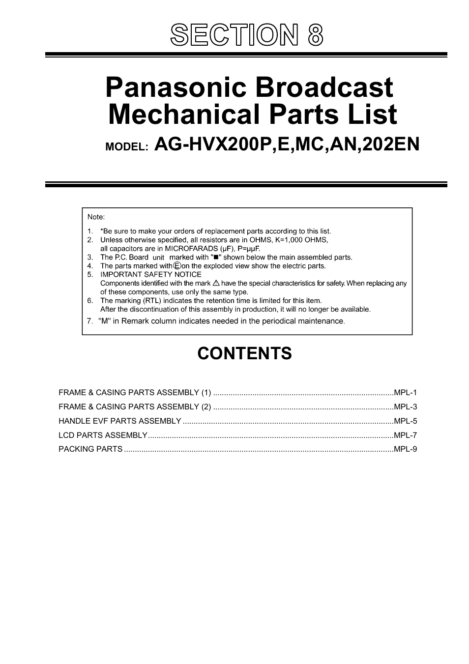 Panasonic AG-HVX202EN User Manual | 11 pages