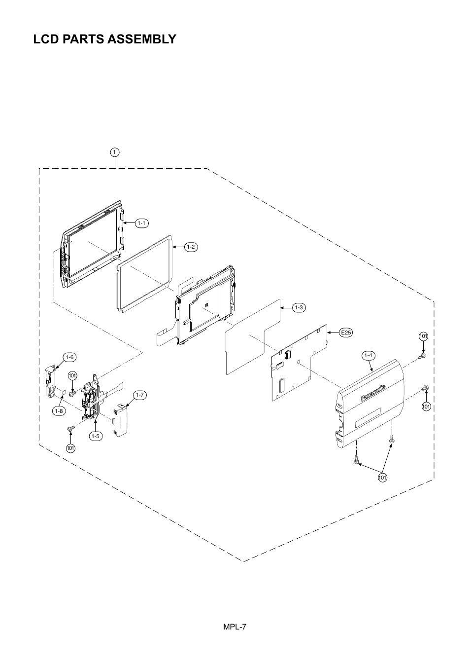 Lcd parts assembly, Mpl-7 | Panasonic AG-HVX202EN User Manual | Page 8 / 11