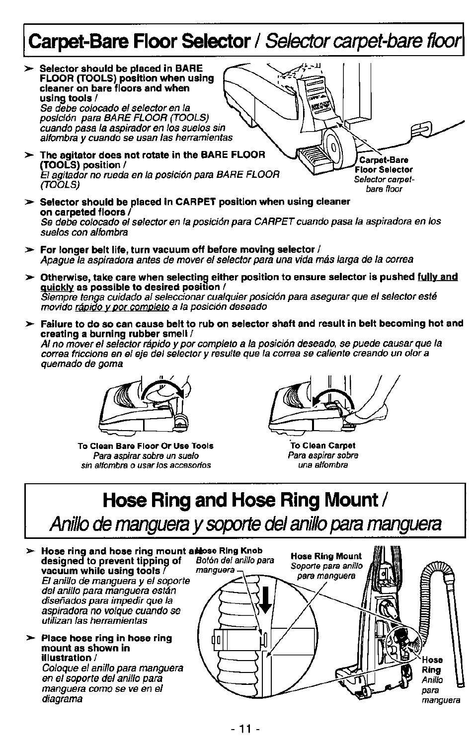 Hose ring and hose ring mount | Panasonic QUICKDRAW MC-V7367 User Manual | Page 11 / 28