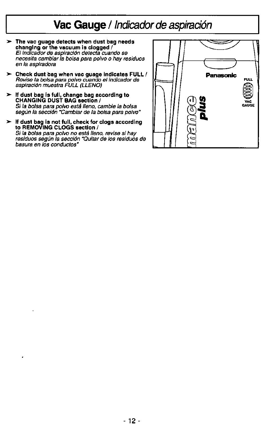 Panasonic QUICKDRAW MC-V7367 User Manual | Page 12 / 28