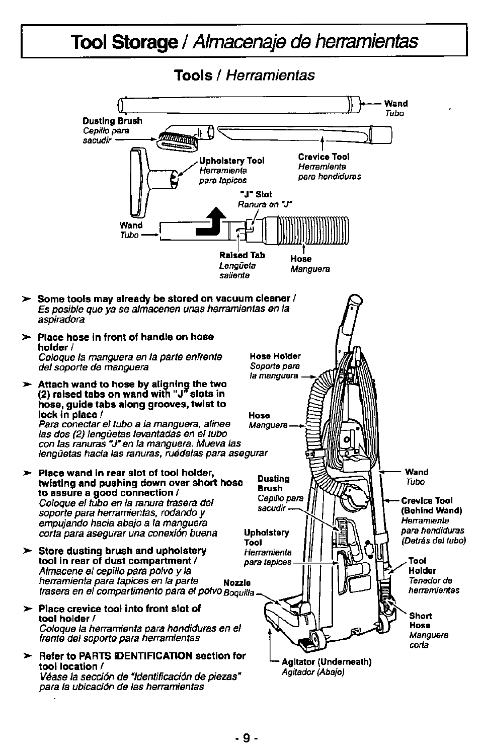 Tools, Herramientas | Panasonic QUICKDRAW MC-V7367 User Manual | Page 9 / 28