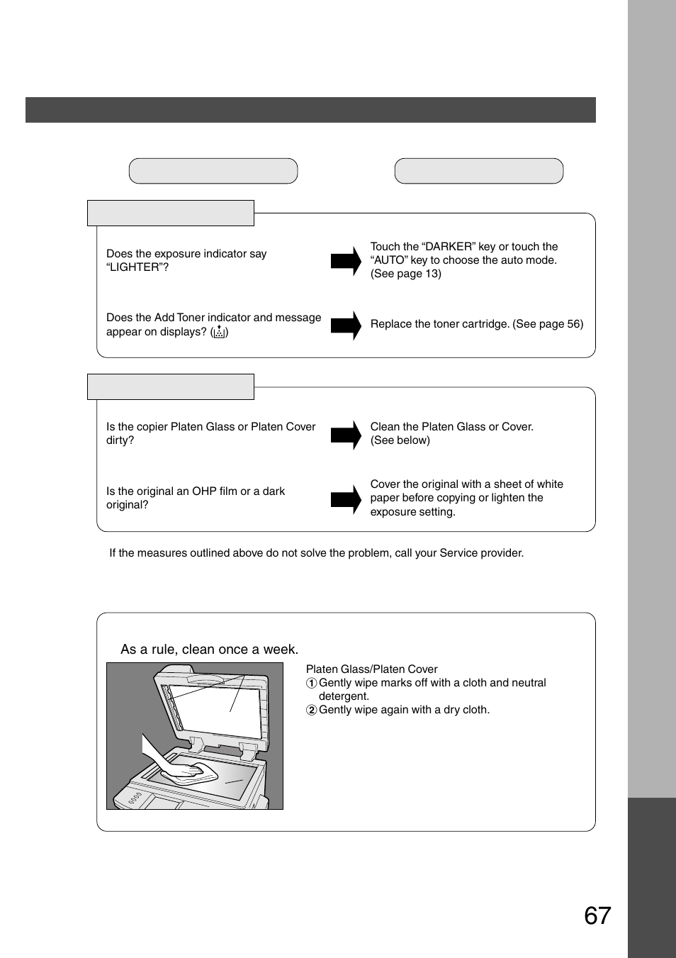Troubleshooting, Cleaning | Panasonic DP-2500 User Manual | Page 67 / 73