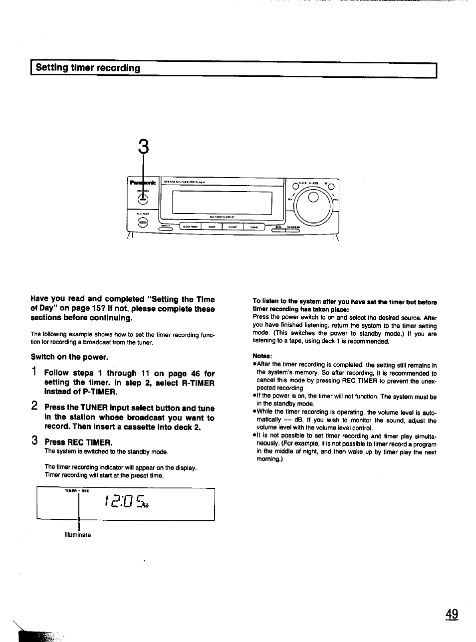 Setting timer recording | Panasonic SC-CH11 User Manual | Page 42 / 51