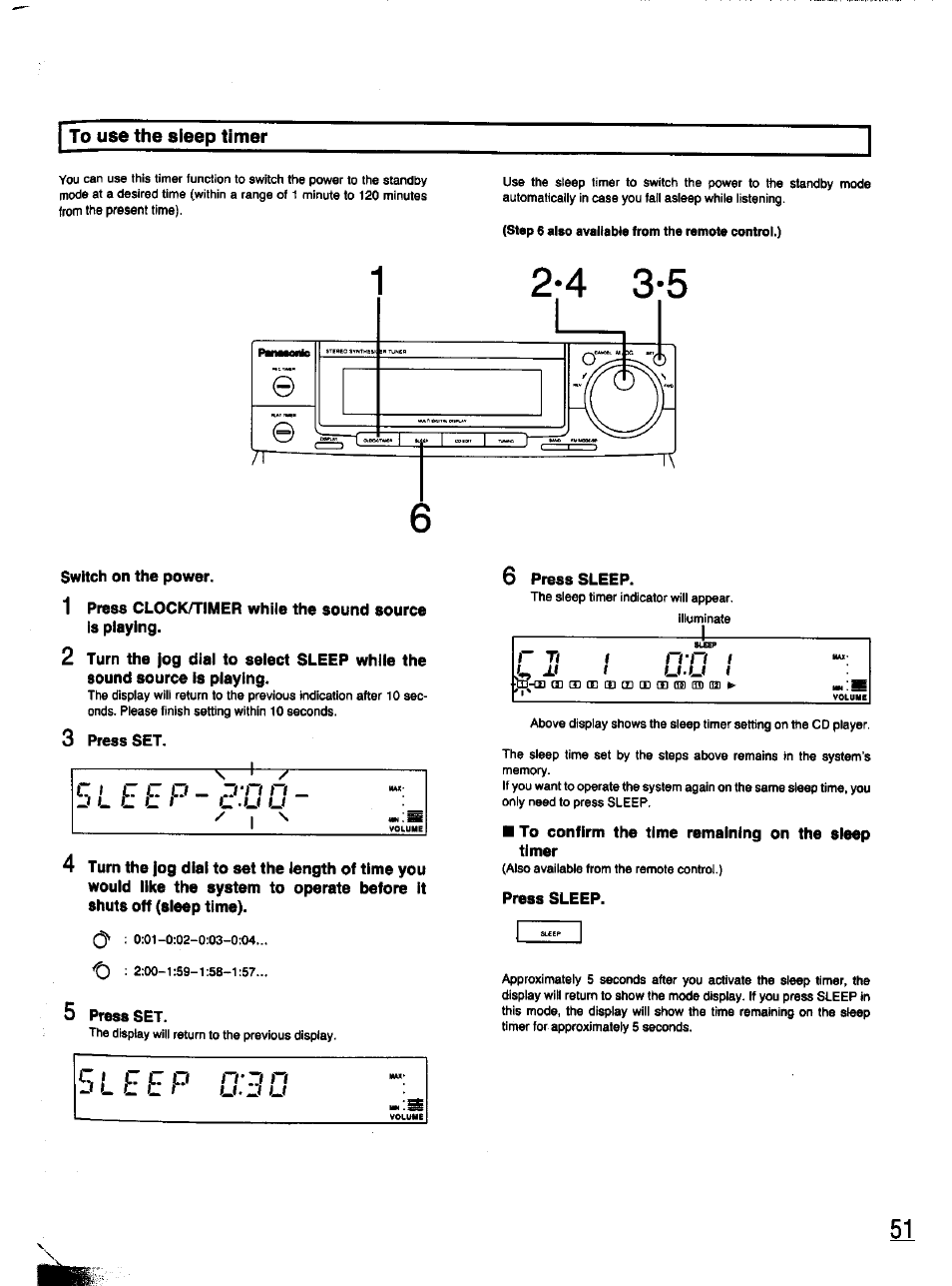 To use the sleep timer, Rrn 1 | Panasonic SC-CH11 User Manual | Page 44 / 51