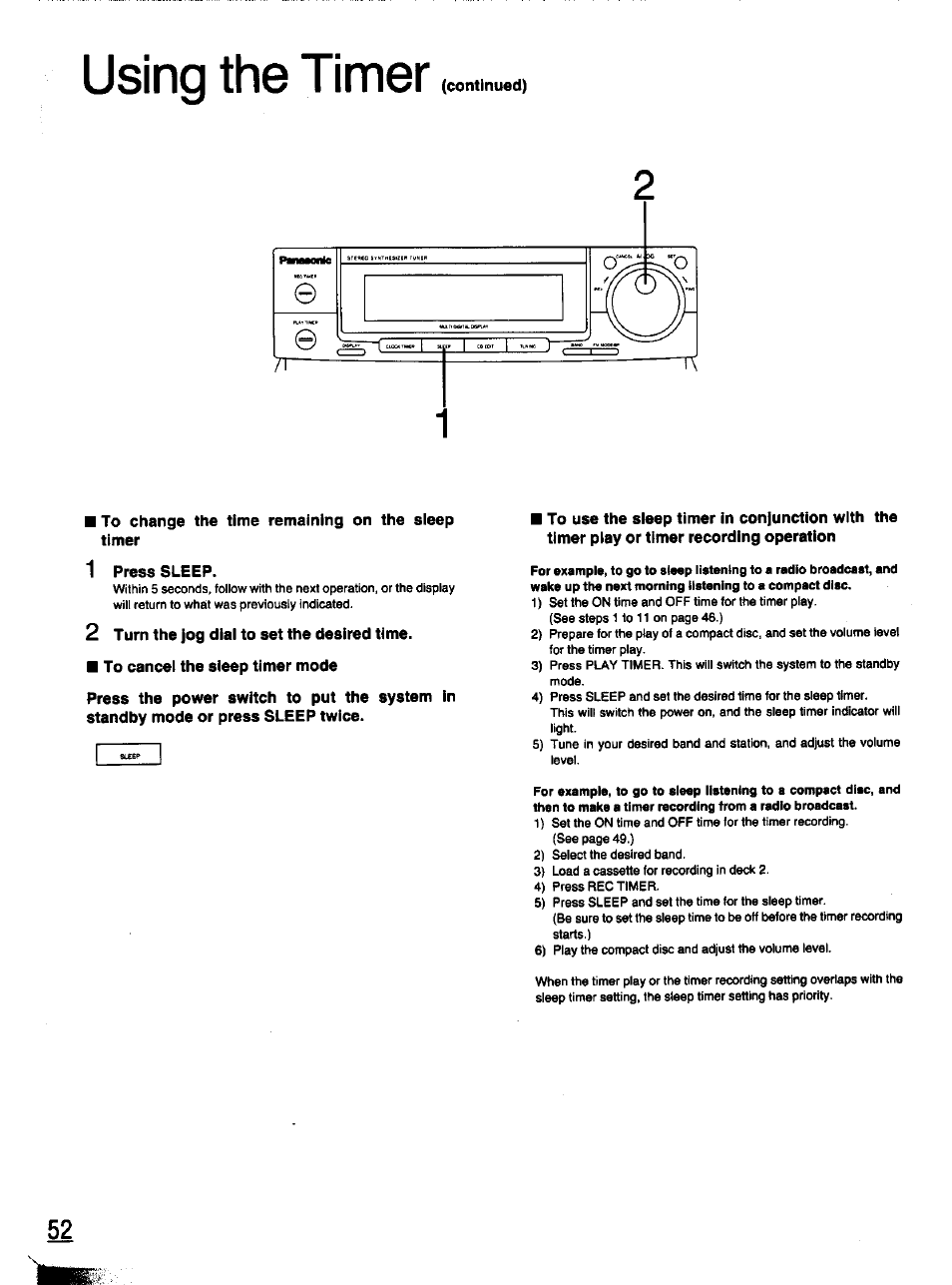 Using the timer | Panasonic SC-CH11 User Manual | Page 45 / 51