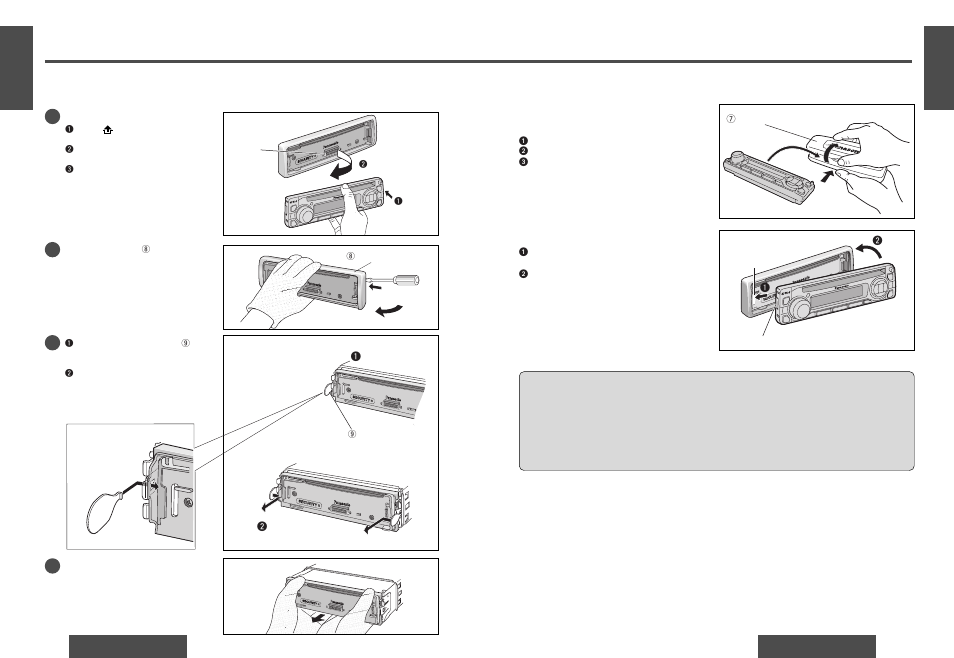 Anti-theft system, Installation guide, Install removable face plate | Place the removable face plate into case | Panasonic DPX153U User Manual | Page 14 / 37