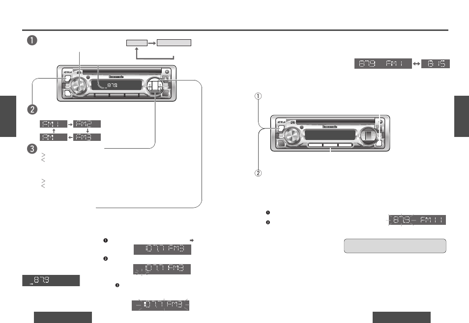 Radio, Ajuste de emisoras presintonizadas, Cambio de pantalla | Sintonización manual, Sintonización de búsqueda, Banda, Modo de la radio | Panasonic DPX153U User Manual | Page 27 / 37