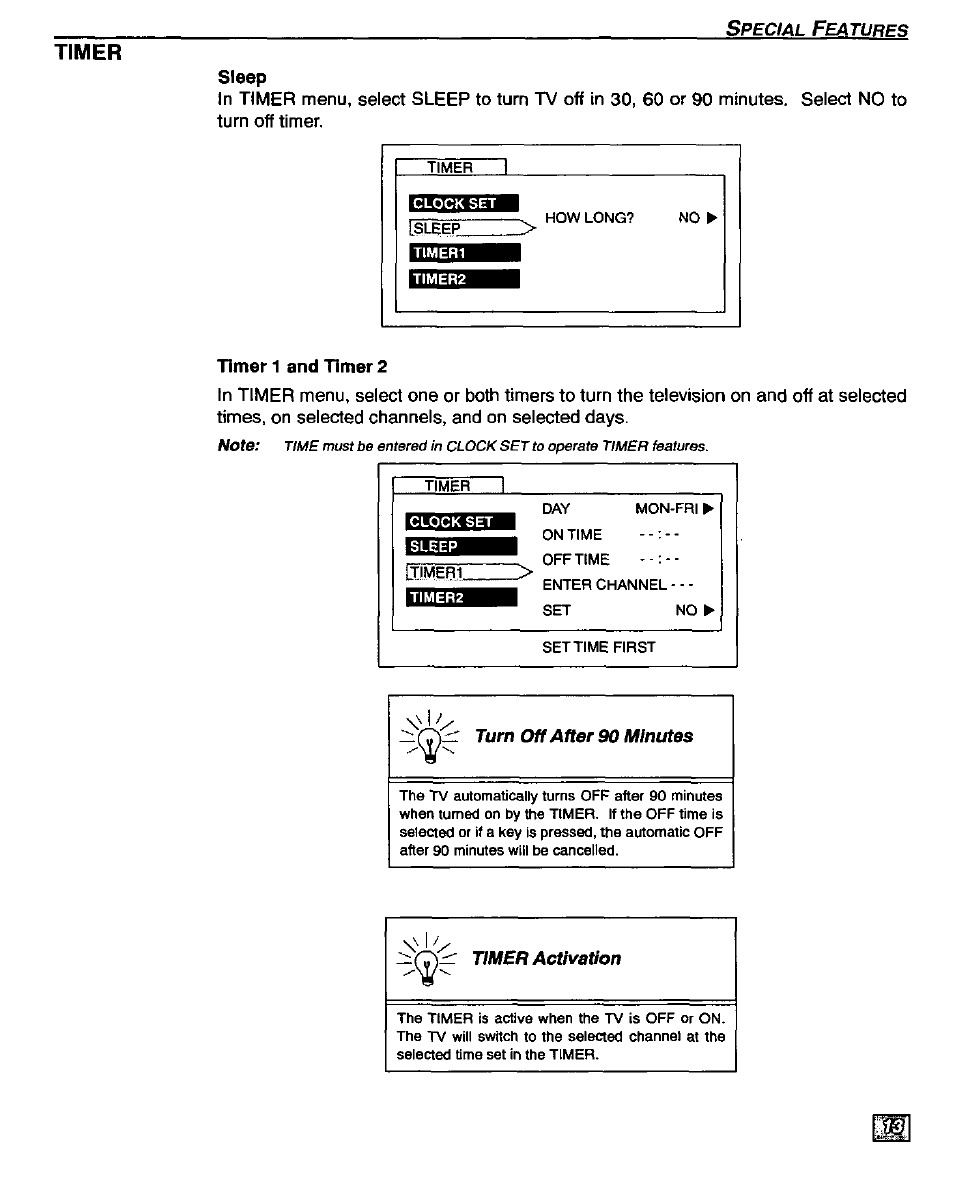 Timer | Panasonic CT-32D20U User Manual | Page 15 / 44