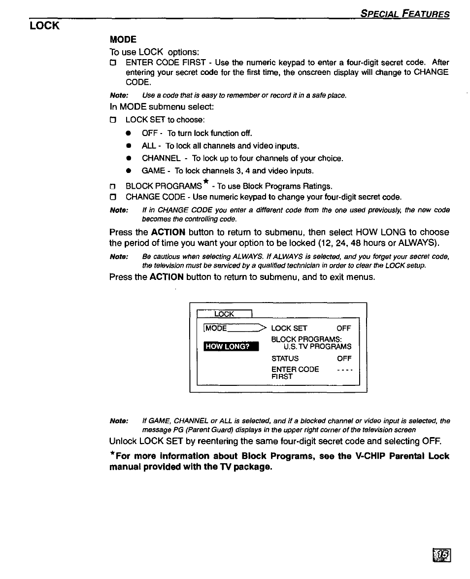 Lock | Panasonic CT-32D20U User Manual | Page 17 / 44