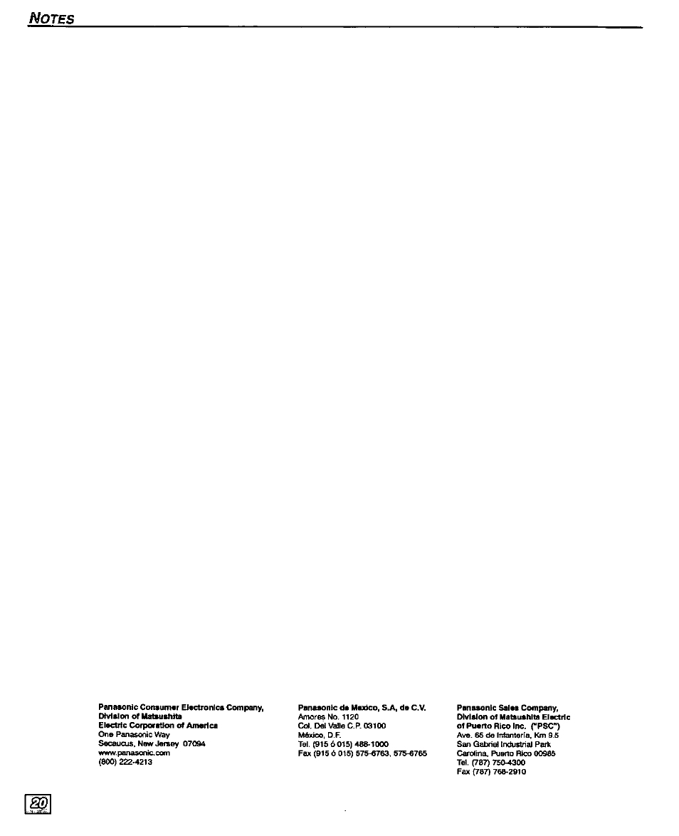 Otes | Panasonic CT-32D20U User Manual | Page 22 / 44