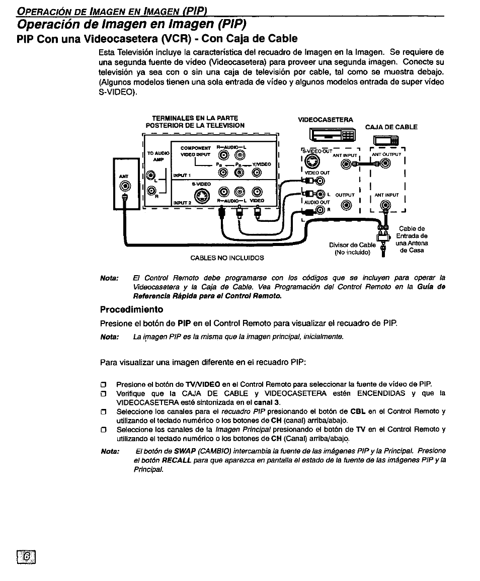 Operación de imagen en imagen (pip), P!p) | Panasonic CT-32D20U User Manual | Page 30 / 44
