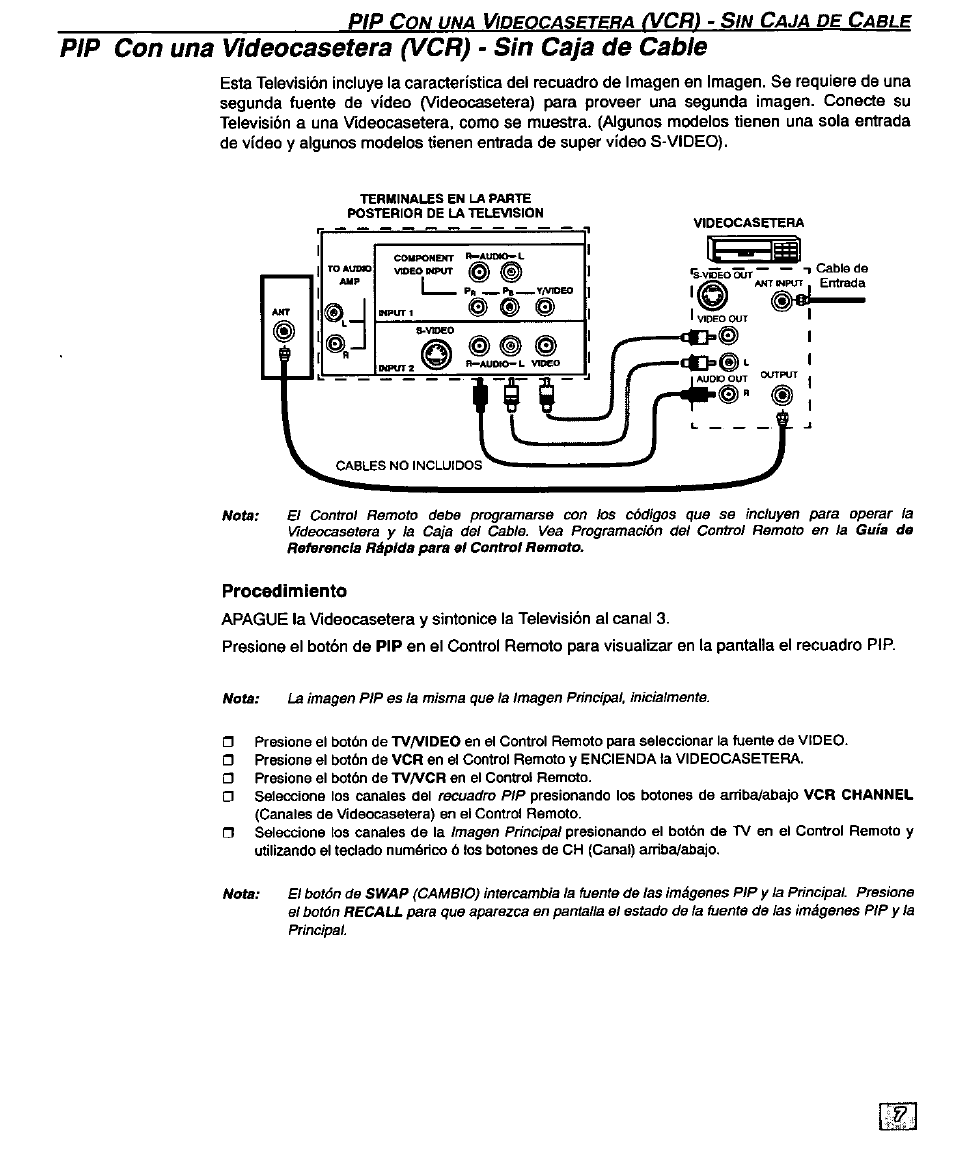 Pip c, Vcr) - s | Panasonic CT-32D20U User Manual | Page 31 / 44