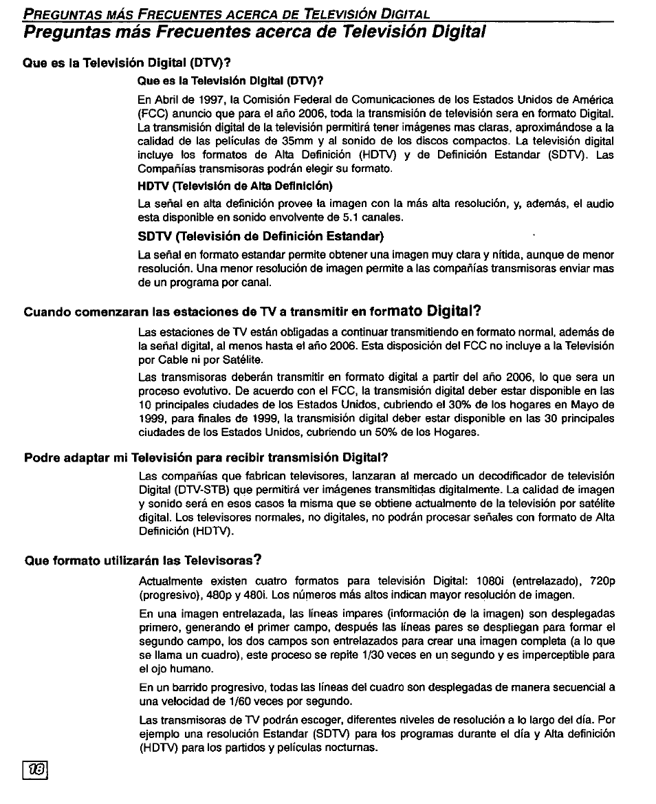 Formato digital | Panasonic CT-32D20U User Manual | Page 42 / 44
