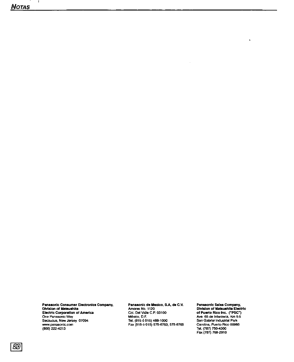 Otas | Panasonic CT-32D20U User Manual | Page 44 / 44