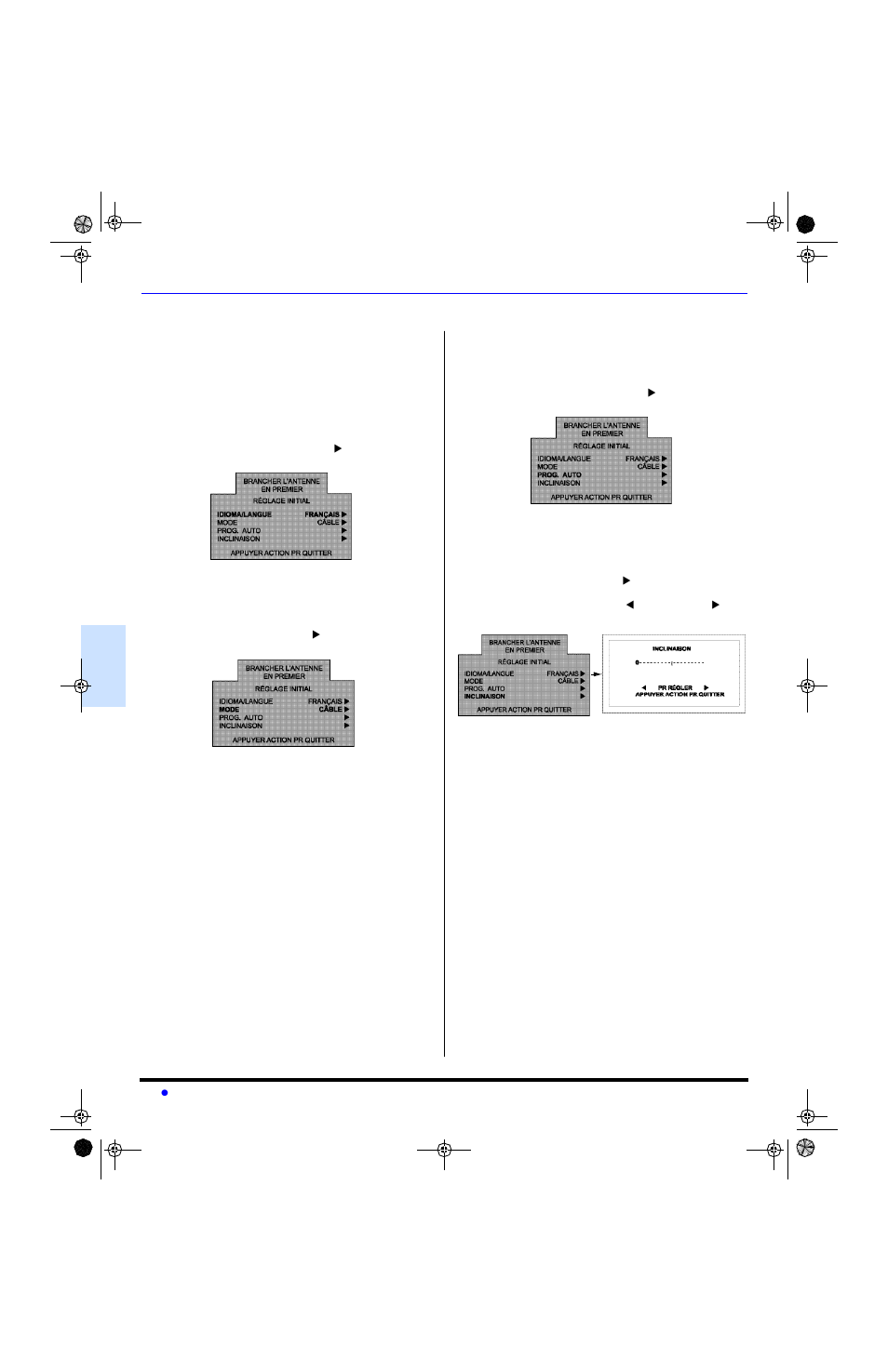 Reglage initial, Réglage initial | Panasonic CT-20SL13 User Manual | Page 46 / 73