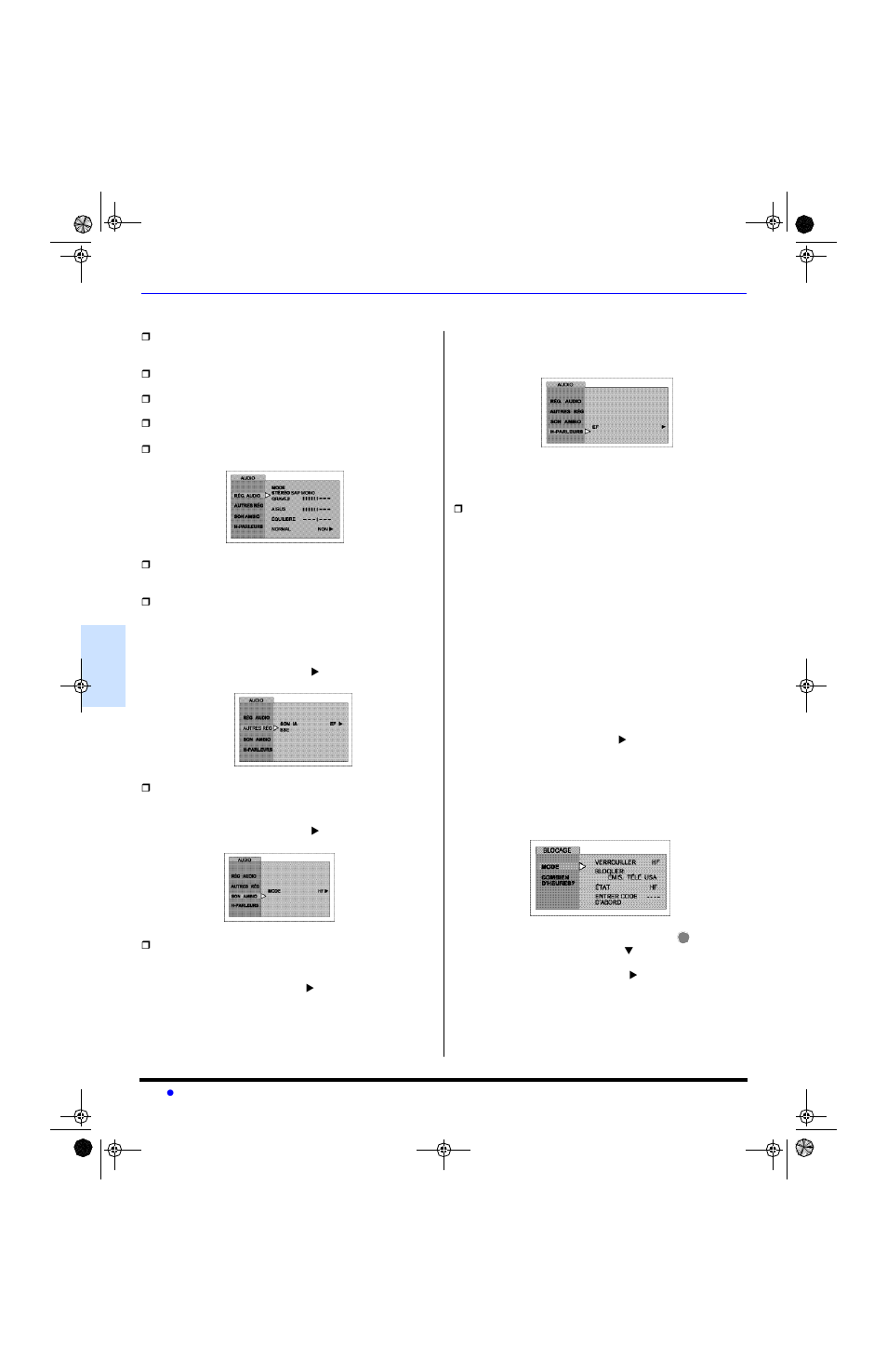 Audio, Blocage | Panasonic CT-20SL13 User Manual | Page 56 / 73