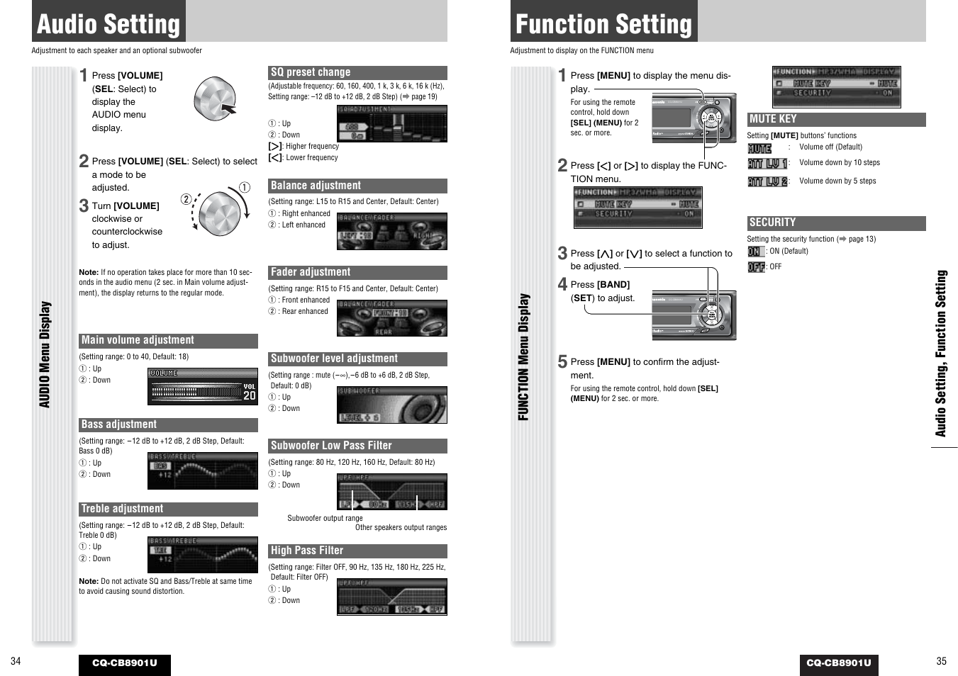 As needed, Audio setting, Function setting | Panasonic CQ-CB8901U User Manual | Page 18 / 28