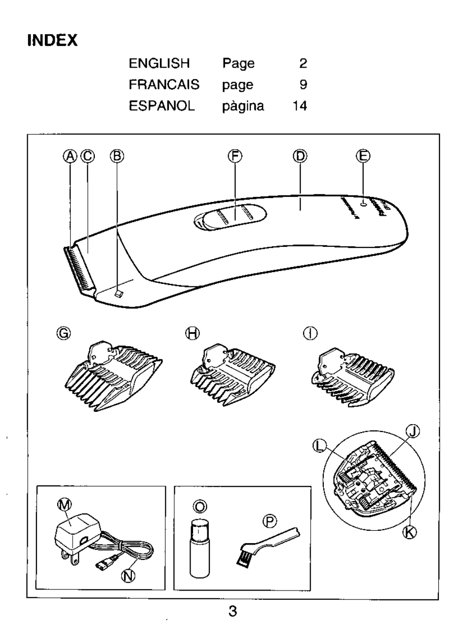 Index | Panasonic ER147 User Manual | Page 3 / 20