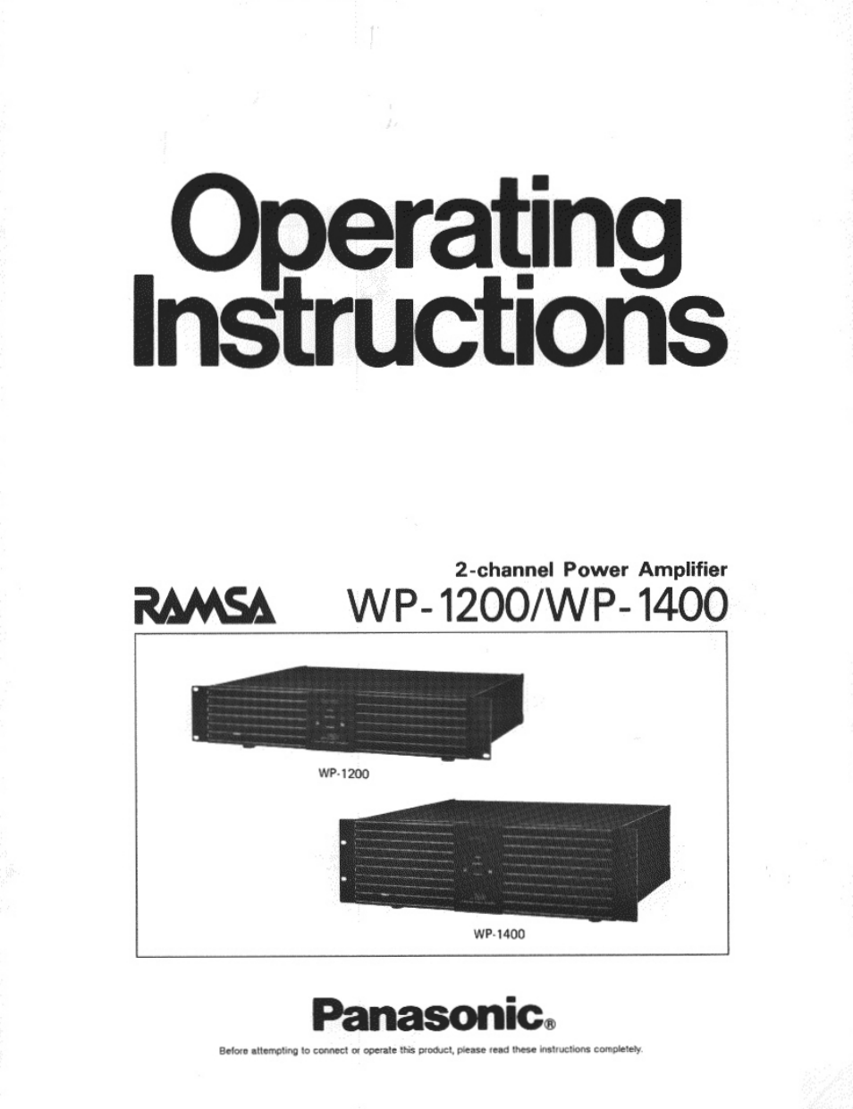 Panasonic RAMSA WP-1400 User Manual | 12 pages