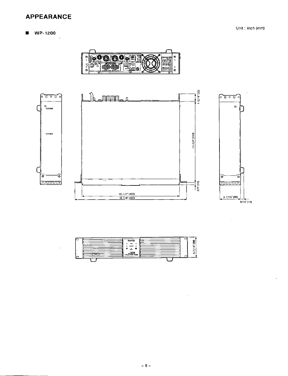 Appearance, Wp-1200, Rrsr-i | Panasonic RAMSA WP-1400 User Manual | Page 10 / 12