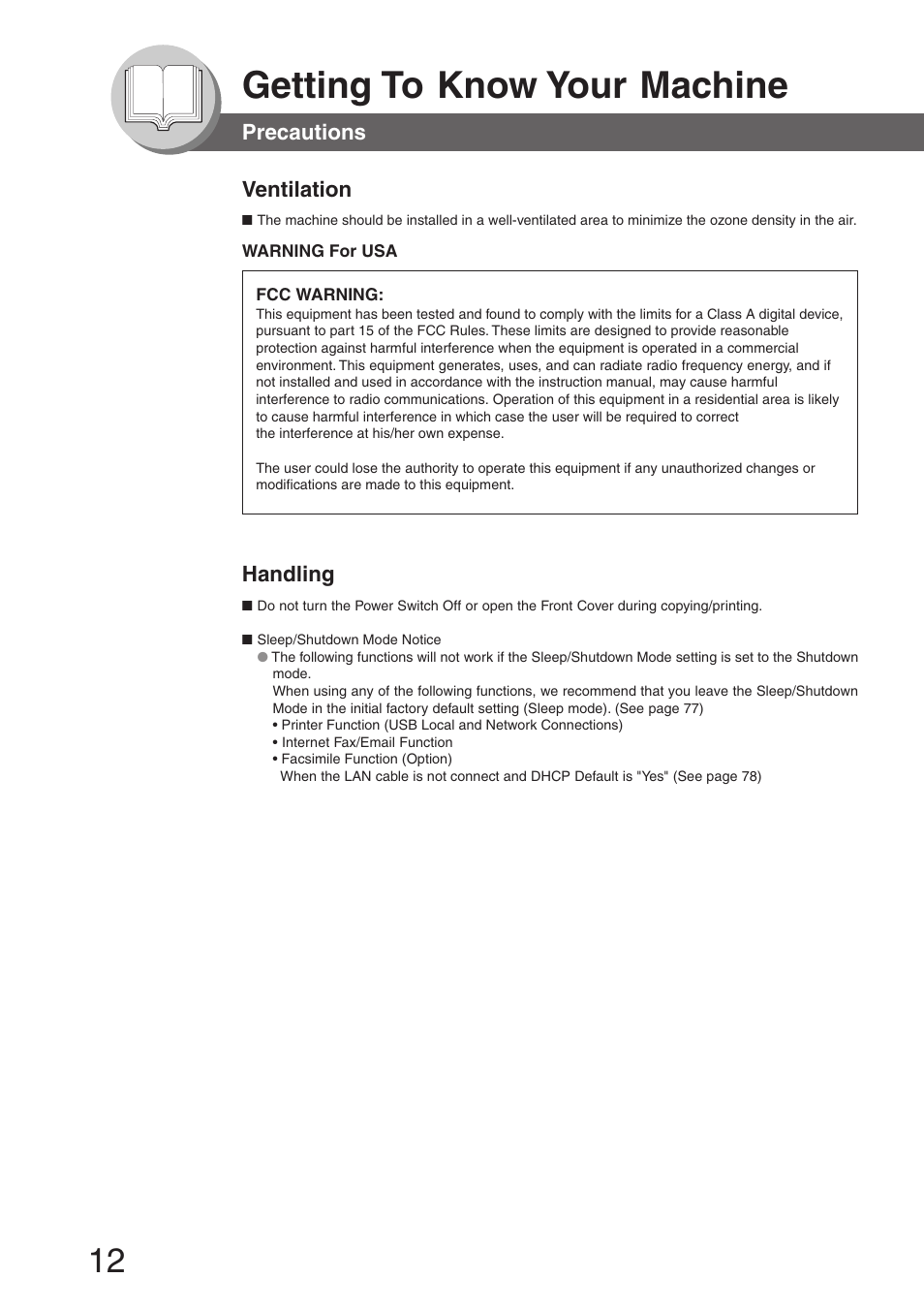 Getting to know your machine | Panasonic DP-8032 User Manual | Page 12 / 104