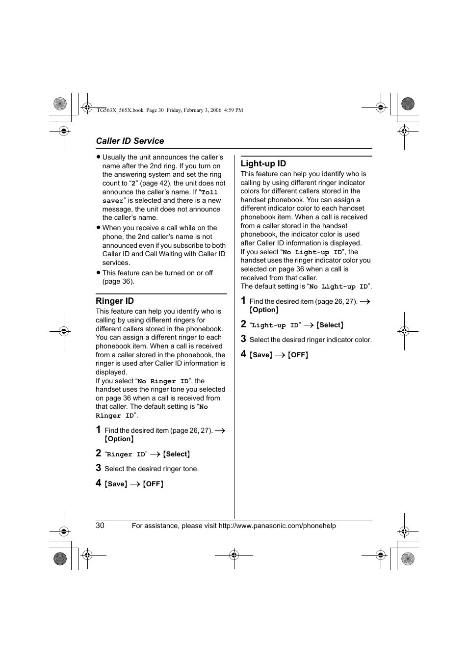 Panasonic KX-TG5634 User Manual | Page 30 / 64