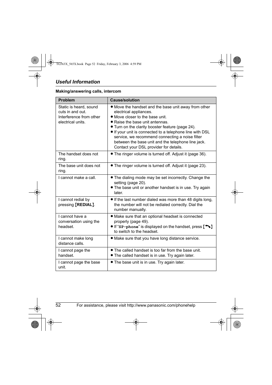 Panasonic KX-TG5634 User Manual | Page 52 / 64