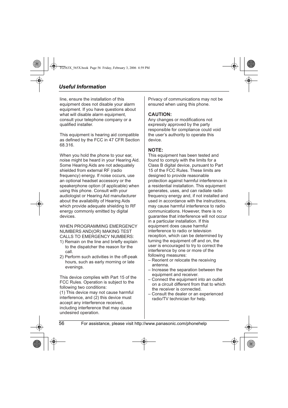 Panasonic KX-TG5634 User Manual | Page 56 / 64