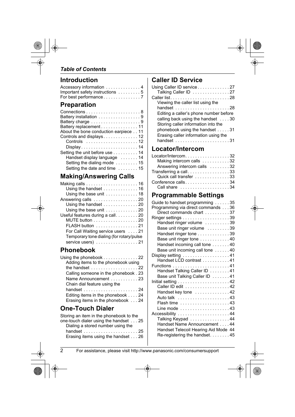 Panasonic KX-TG2388 User Manual | Page 2 / 76