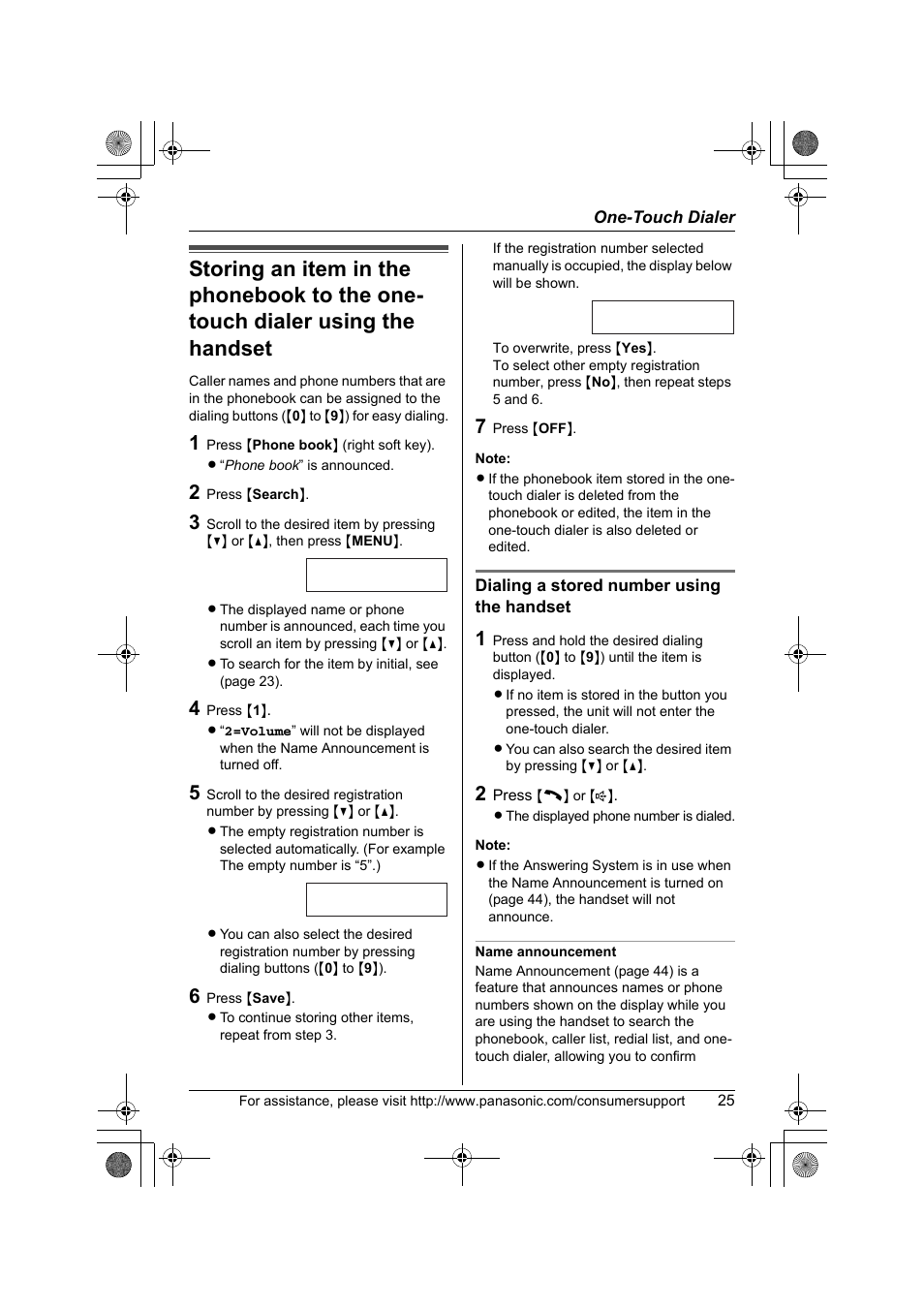 One-touch dialer | Panasonic KX-TG2388 User Manual | Page 25 / 76