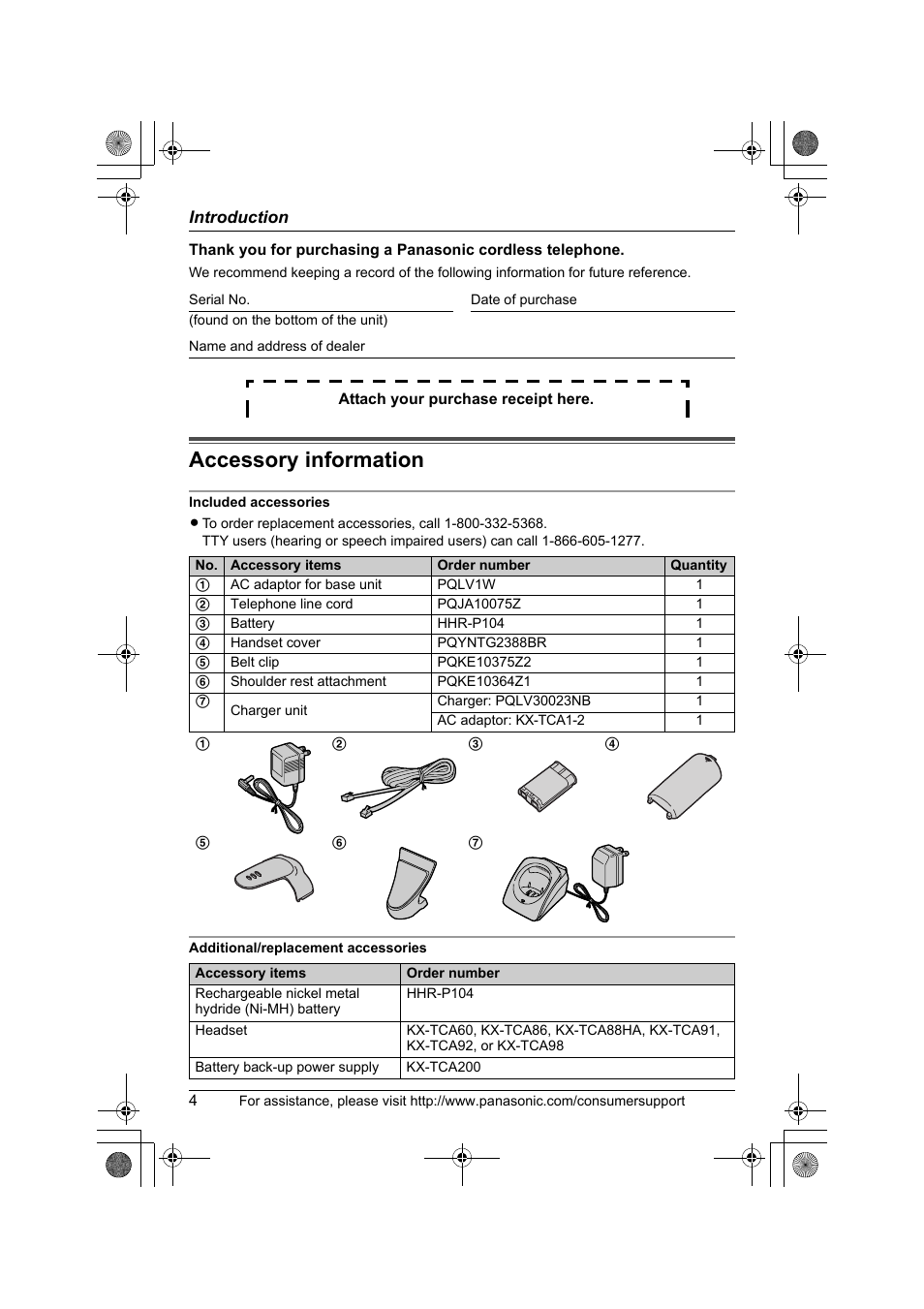 Introduction, Accessory information | Panasonic KX-TG2388 User Manual | Page 4 / 76