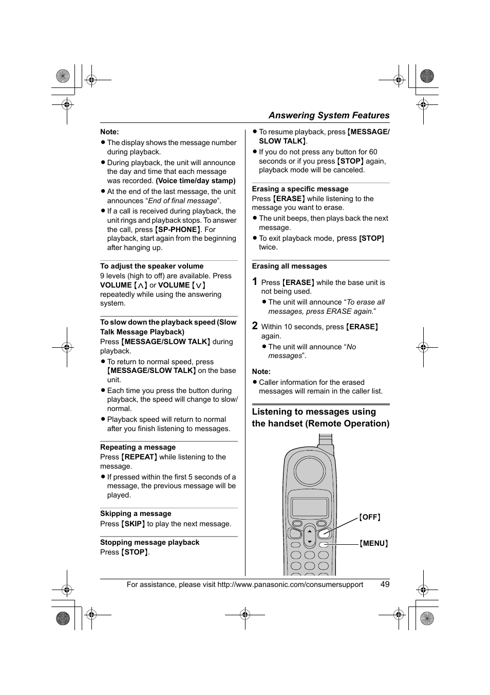 Panasonic KX-TG2388 User Manual | Page 49 / 76