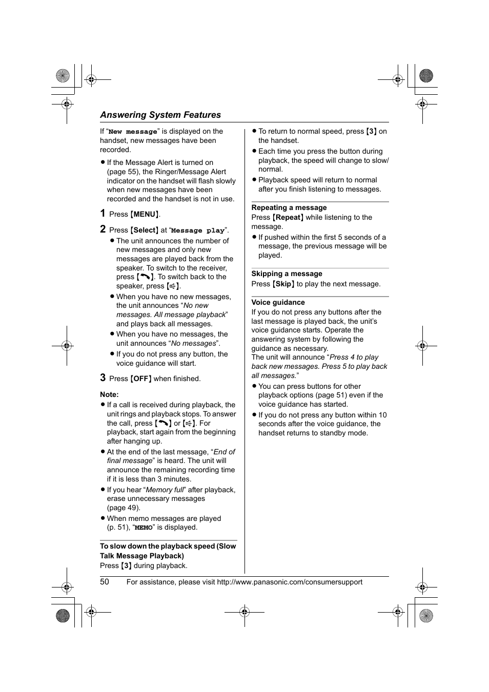 Panasonic KX-TG2388 User Manual | Page 50 / 76